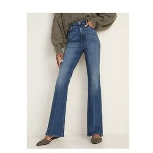 Old Navy Higher High Rise Flare Sz 8 Stretch Medium Blue‎ (29"X30.5") Y2K